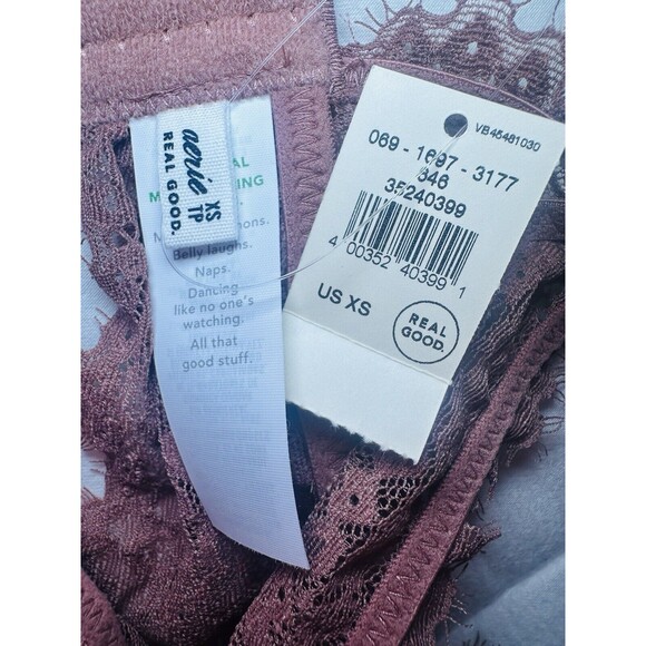 AERIE Mauve Eyelash Floral Lace Padded Plunge Bralette SIZE XS NWT - Picture 4 of 5